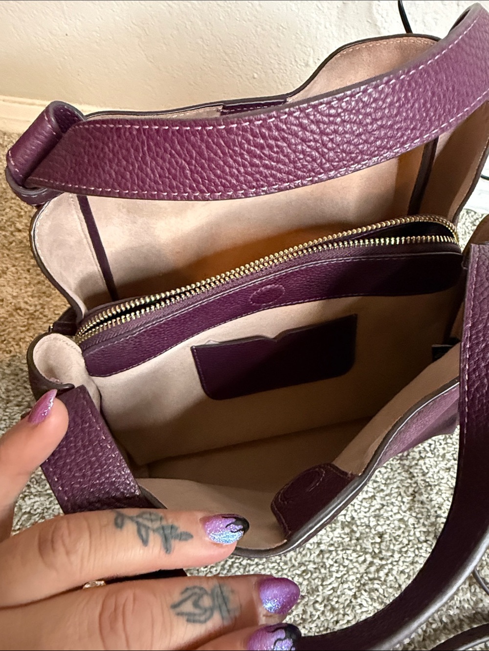 kate spade Plum Pebbled Leather Shoulder Bag/crossbody - Picture 9 of 11